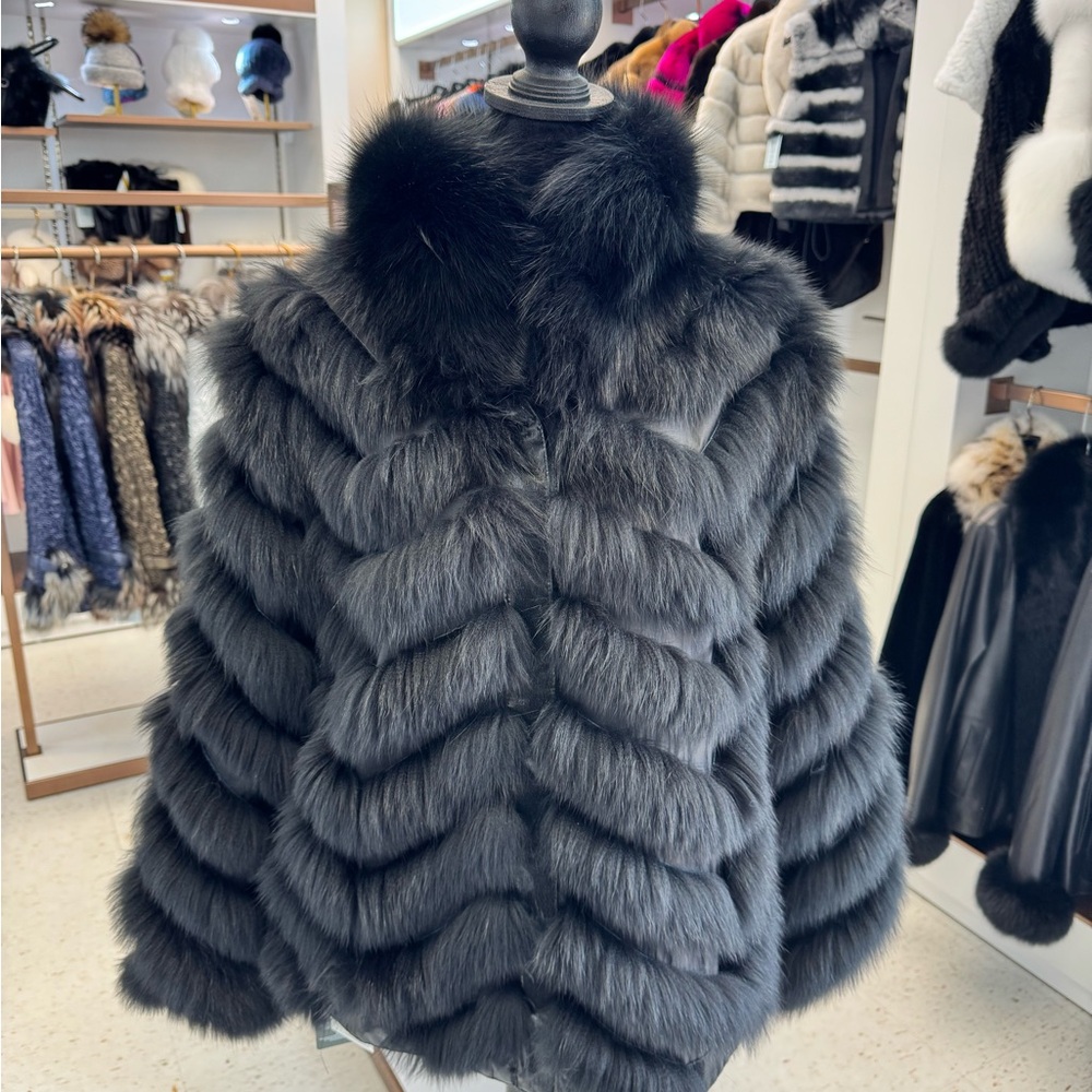 Elegant silk fox jacket